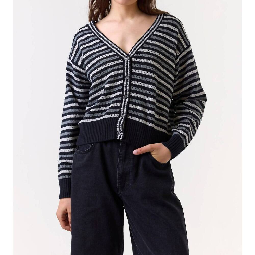 NEW WISPR pamilla stripe cardigan in navy